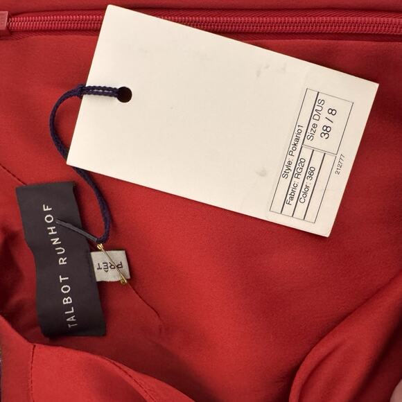 Talbot Runhof Draped Wrap Detail Sleeveless Crepe Satin Gown Red Size 8 Formal - Picture 14 of 16